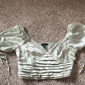 Forever 21 Light Green Ruched Blouse